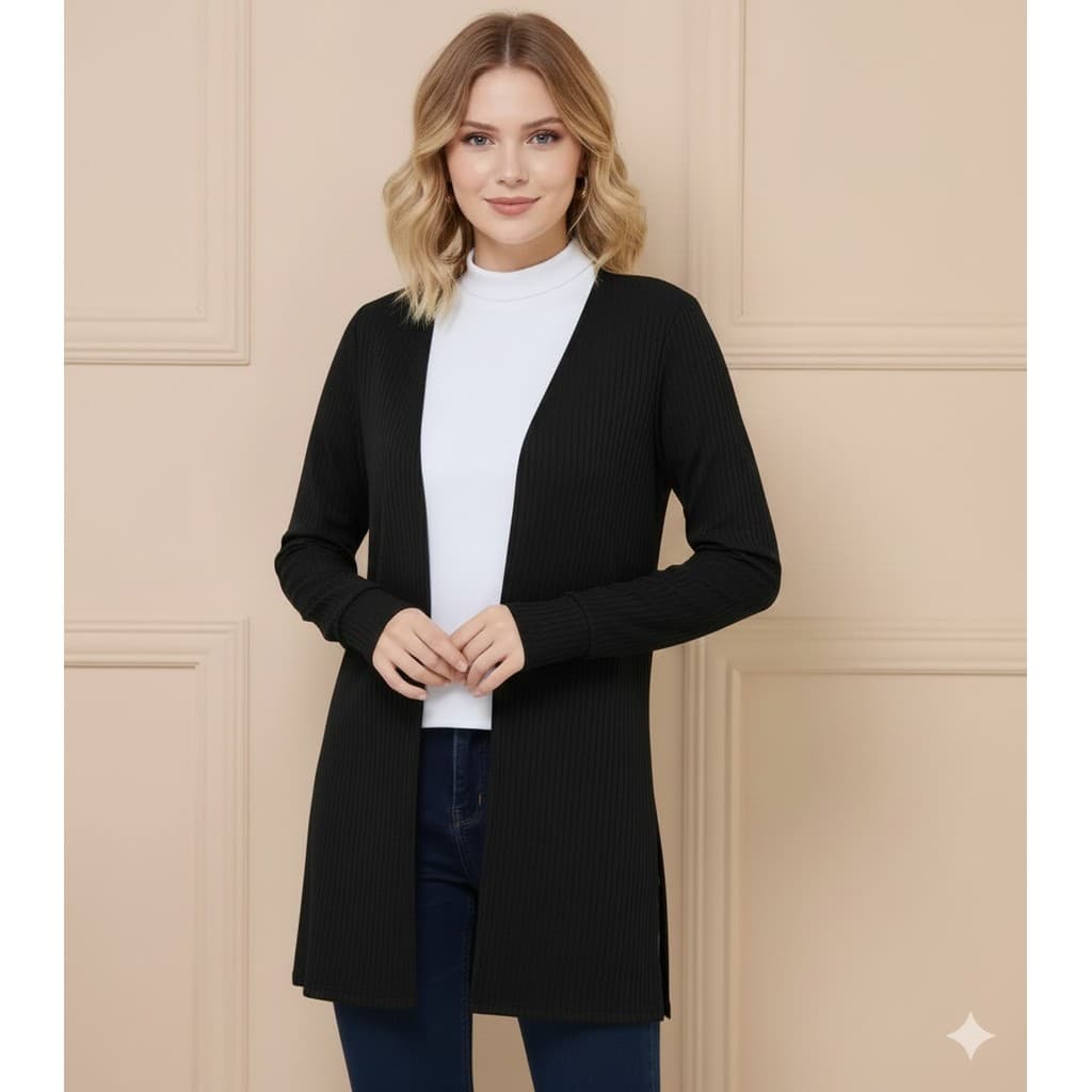 cardigan kimono casaco feminino modelo canelado manga longa top moderna