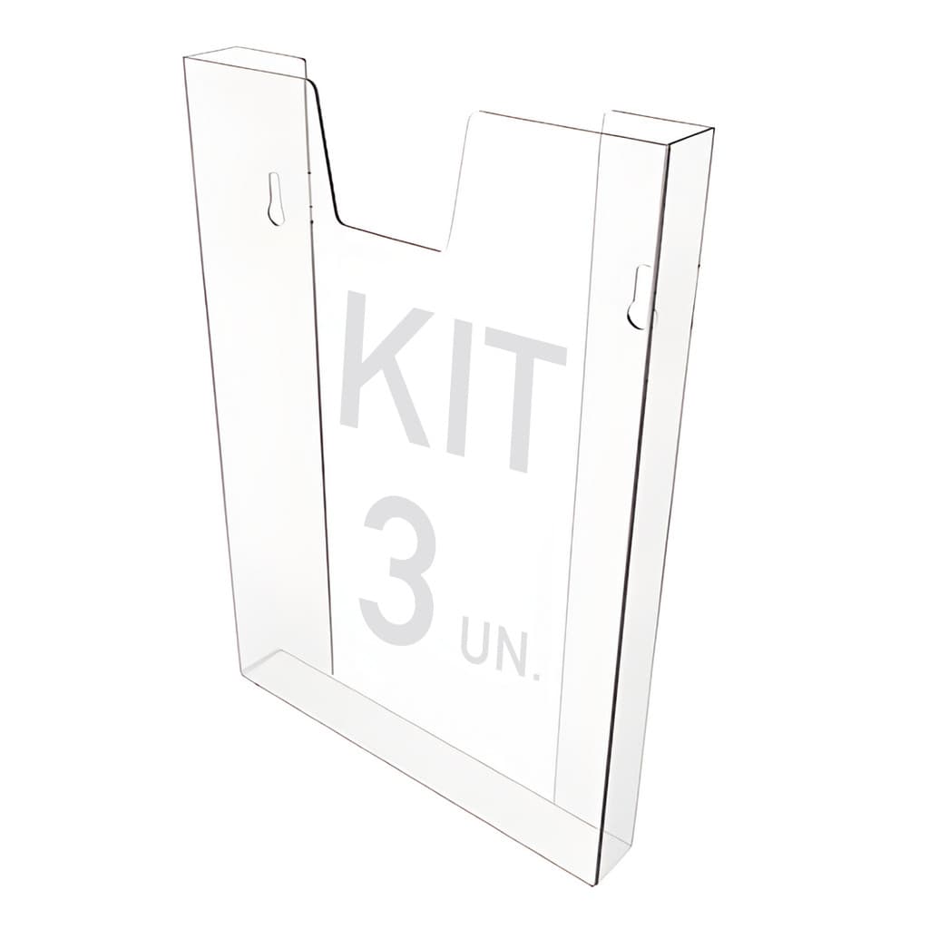 Kit 3 Display Porta Folha Prontuário Parede A4 Acrílico Ps