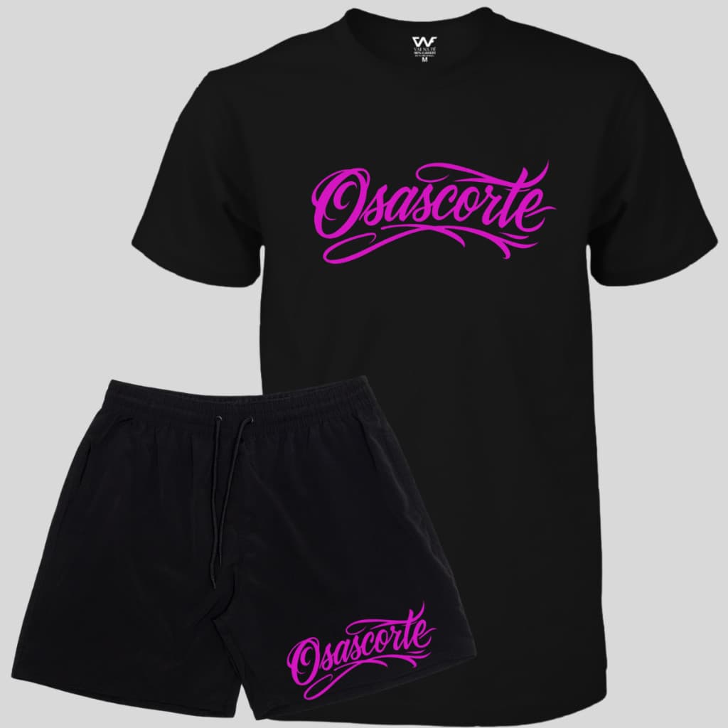 Kit Camiseta Osascorte Grau Moto 244 + Bermuda Elastano Lançamento Masculino e Feminio
