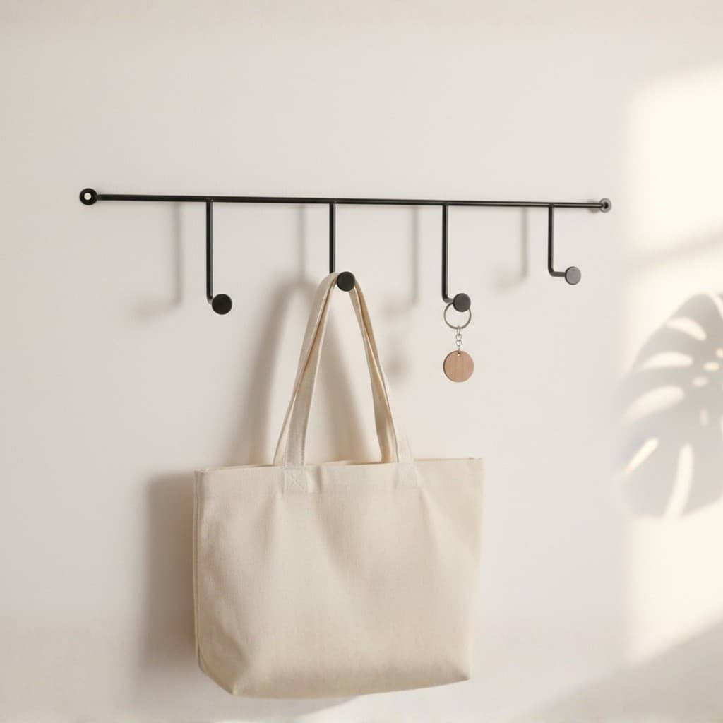 Cabideiro de Parede Multiuso 4 Ganchos Suporte Organizador para Sala cozinha em Aço