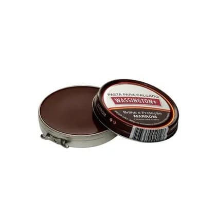 Pasta Graxa Wassington Para Sapatos e Couro Cera Brilho Para Sapato 36g Marrom