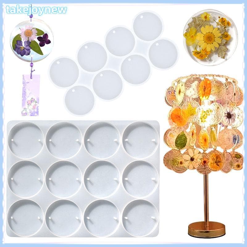 [takejoynewBR] 8/12 Peças Pingentes Ovais Redondos Molde De Resina Faça Você Mesmo Brincos Epóxi Amuletos Silicone Para