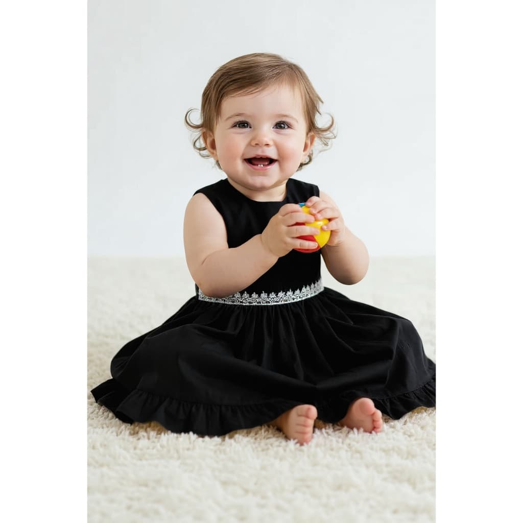 Vestido Infantil Bebê Menina Preto Luxo Festas Linda - Tam. P ao 3 anos | Diversas Cores