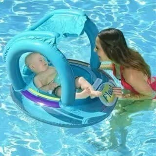 Boia bote coberto infantil inflável piscina boia com proteção para bebê – Aplicável para piscinas e parques aquáticos