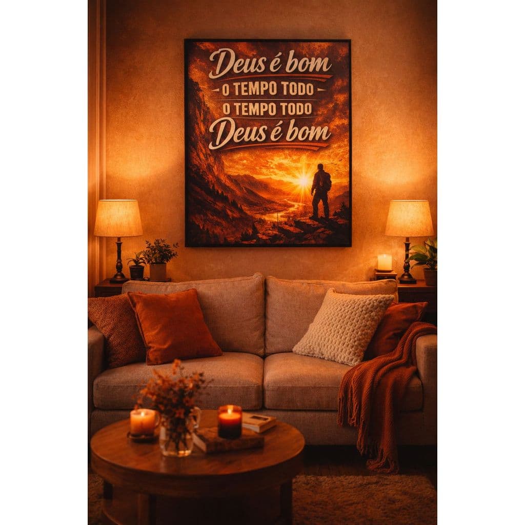 Quadros Decorativos Frases Deus é bom o Tempo todo Gospel