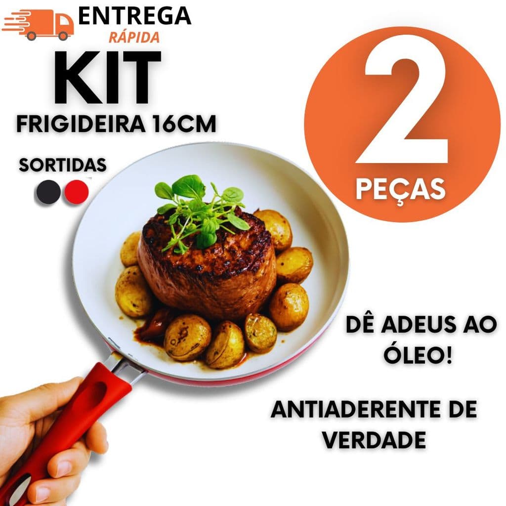 Frigideira Cerâmica Antiaderente 16CM Resistente Não Gruda Com Cabo Silicone Premium Utilidades Presente Dia Das Mães