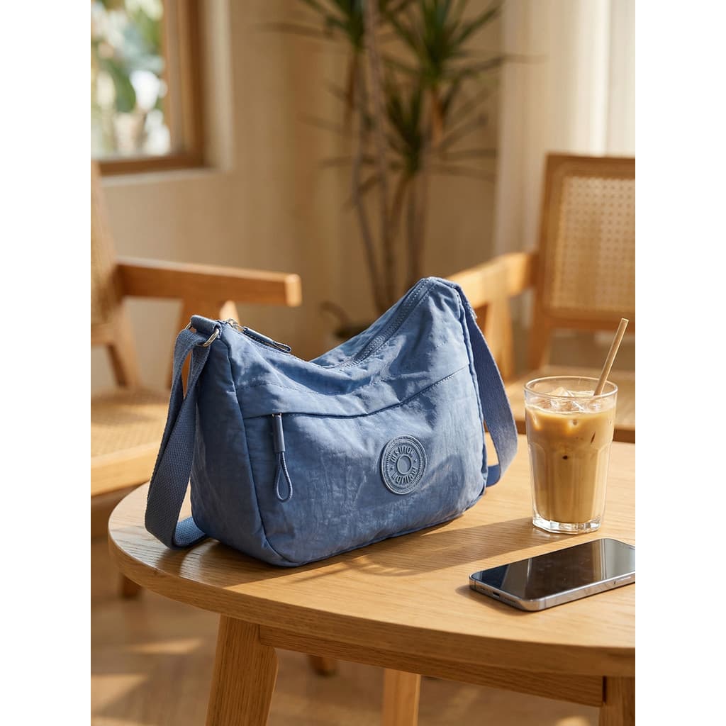 Bolsa De Ombro Minimalista Nylon Casual Pequena Com Zíper Para Viagem