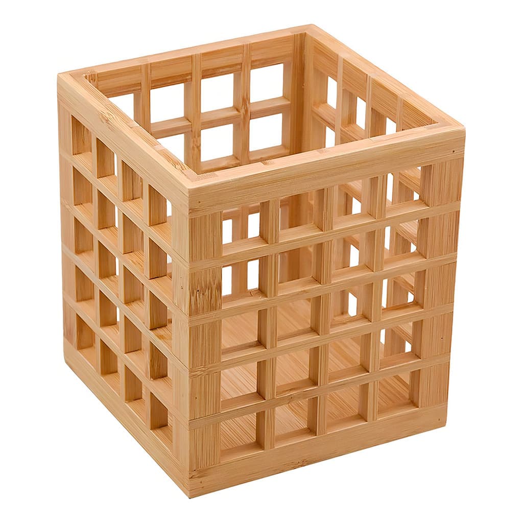 Porta Utensílios E Talheres De Bambu Vazado 13cm Oikos Bambu