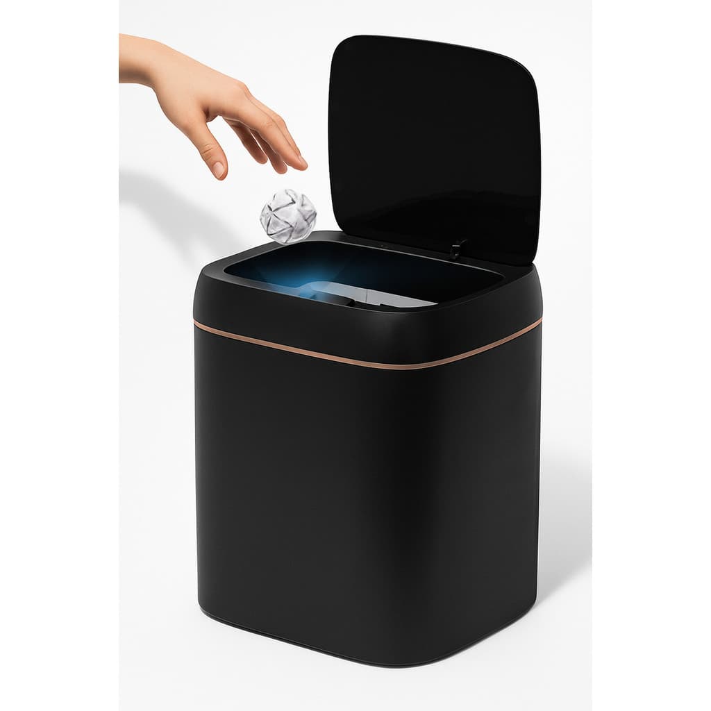 Lixeira Higiênica Automática Moderna Lixo Casa Inteligente Preta/dourada