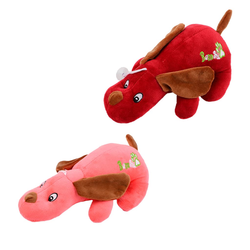 Kit 2 Brinquedo Decorativo  Pelúcia Infantil  Parque Escola  Creche Ventosa Criança Cachorro Passeio