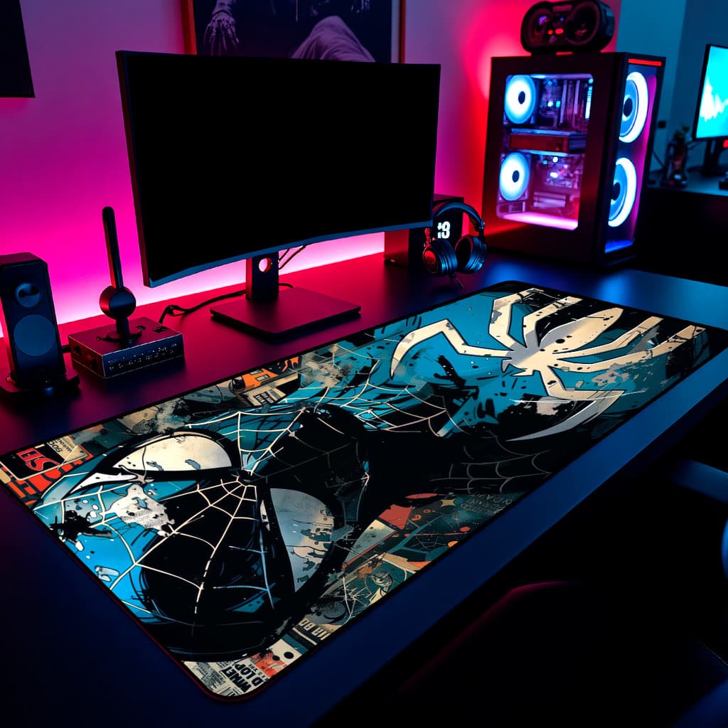 Mouse Pad Homem Aranha Gamer 65x30cm / 80x40cm / 90x50cm / 120x60cm Borda Costurada