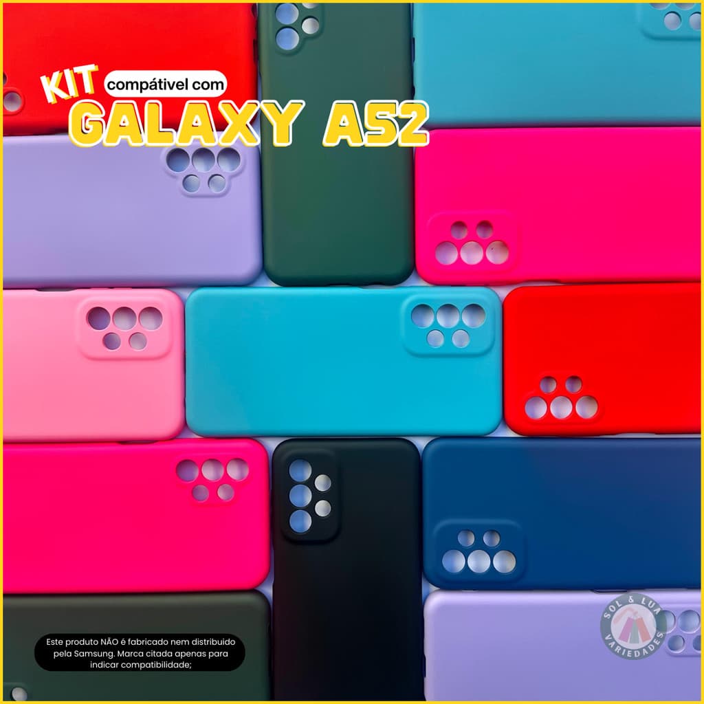 Kit Capa Capinha compatível com Galaxy A52 + Película 3D Cerâmica Privacidade