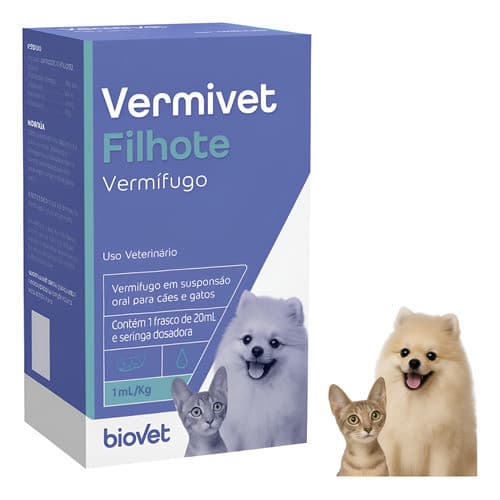 Vermivet Filhote Vermifugo Cachorro Gato Biovet 20ml