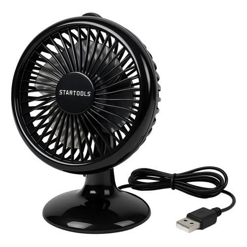 Mini Ventilador Portátil USB 5V Mesa Preto Redondo Compacto Silencioso Bivolt Baixo Consumo Energia