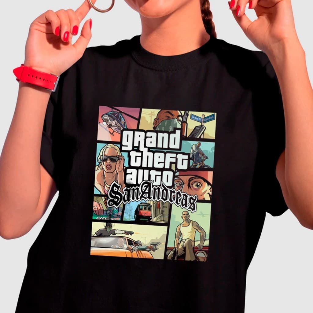 Camiseta Gta San Andreas Unissex Grand Theft Auto Masculino Feminino Slim