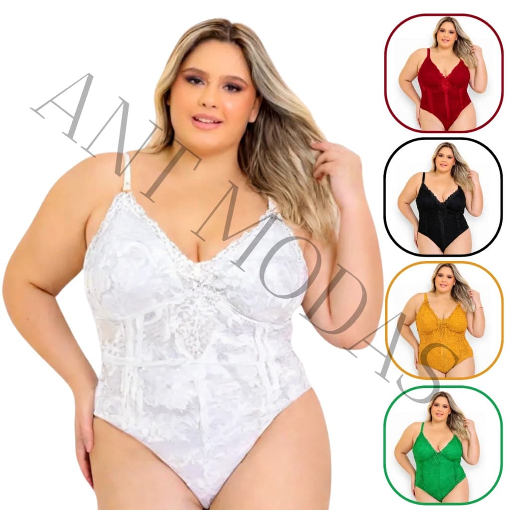 Body Regata Plus Size em Renda Alça com Regulagem Tamanho Grande Elegante