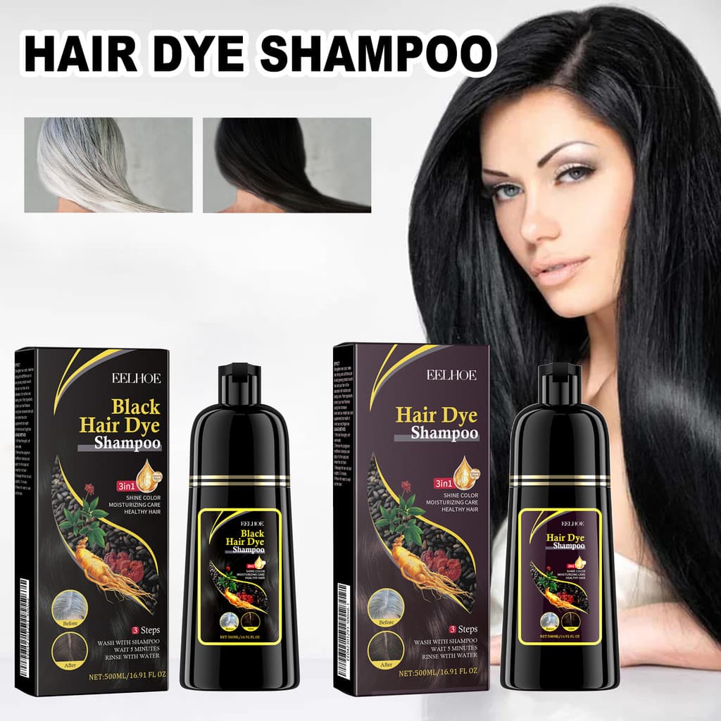 500ml Eelhoe Shampoo De Cabelo Preto Natural Tintura Rápida Reparação Danos Secos Proteger Raízes Do Limpo Nutrir Erva