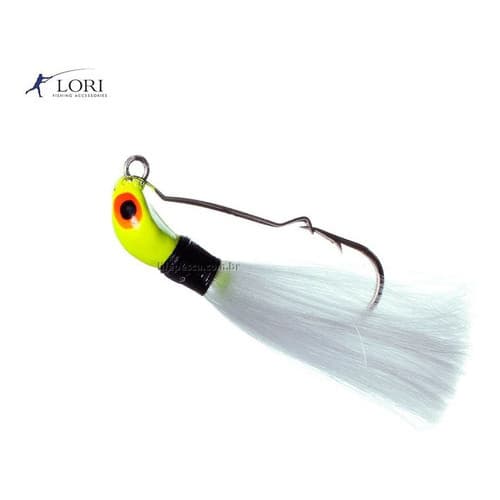 Isca Artificial Sinking Lori Jig M 12g Antienrosco Amarela Rabo Branco