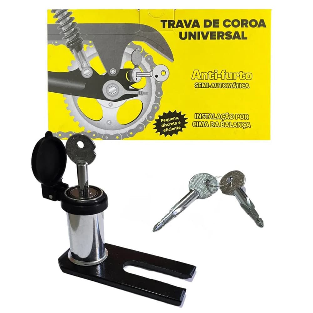 Trava Coroa Roda Moto Cadeado Antifurto Aço Universal