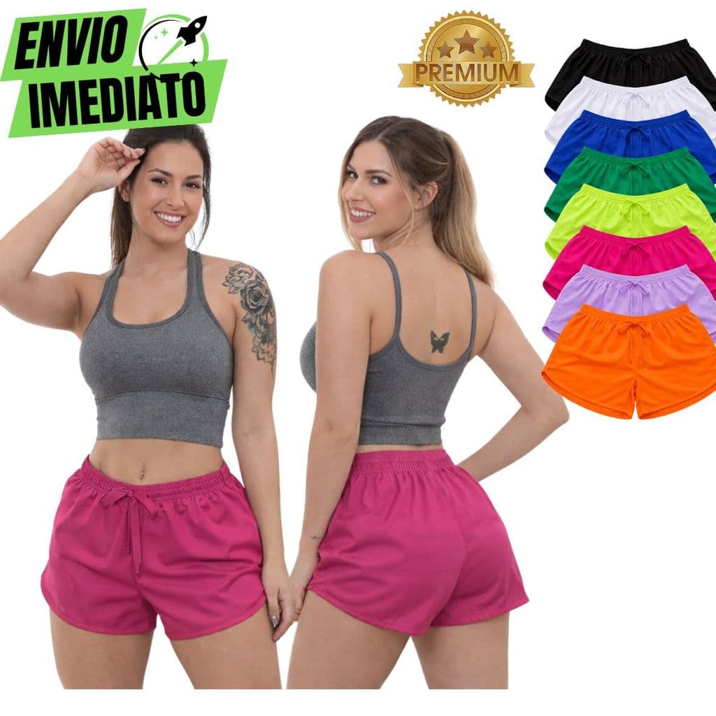 Short De Tactel Feminino Academia Praia  Shorts Piscina Treino Corrida Shortinho Ver茫o Sa铆da de praia Casual Premium