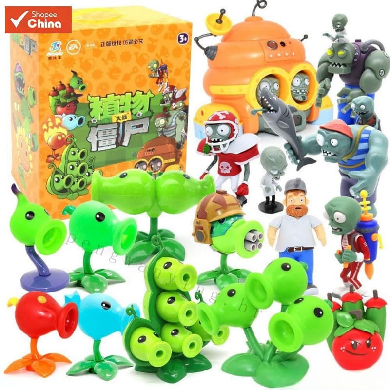 Bonecos de Zumbis Plants vs. Zombies em Caixa Original, Figuras de Plantas que Atiram e Lançam, B3Y8