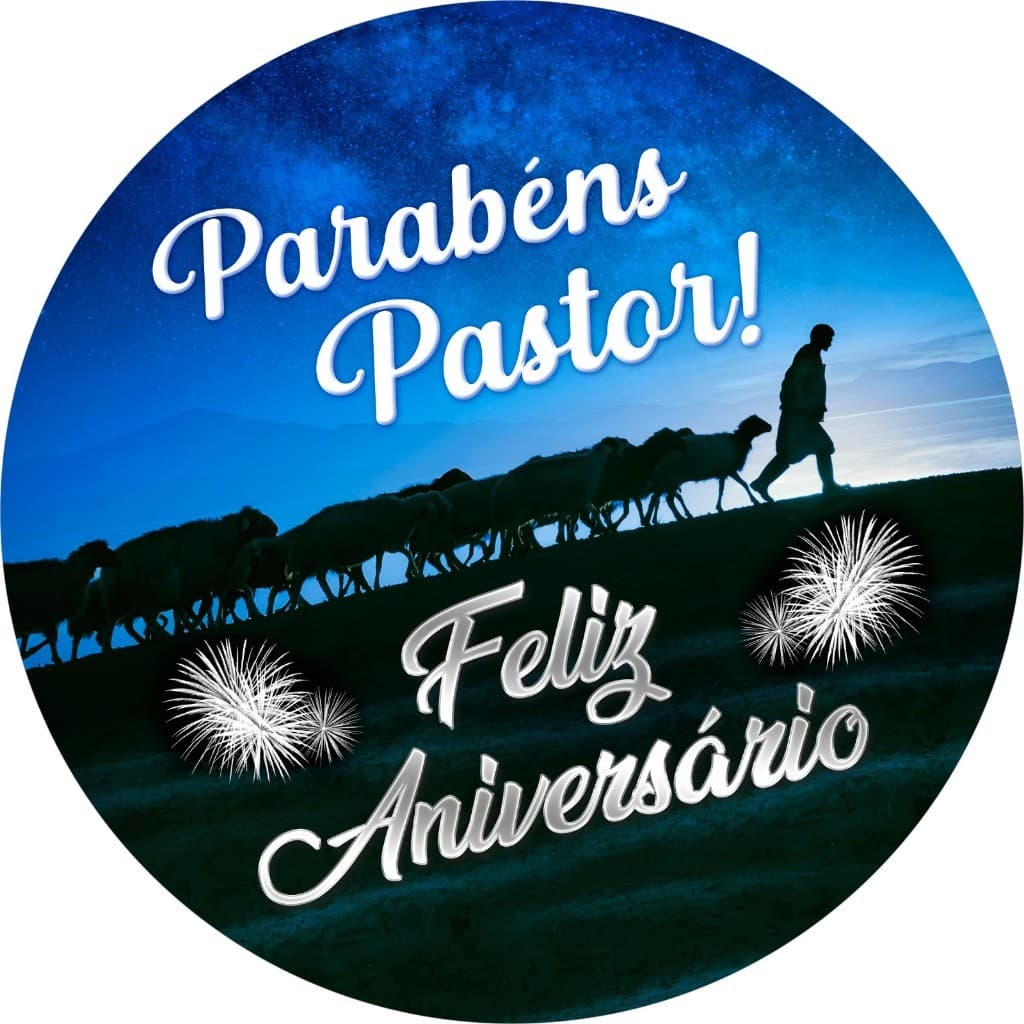 Painel Redondo Parabéns Pastor Tecido 1,50X1,50 Sublimado Tecido Veste Fácil Painel De Festa