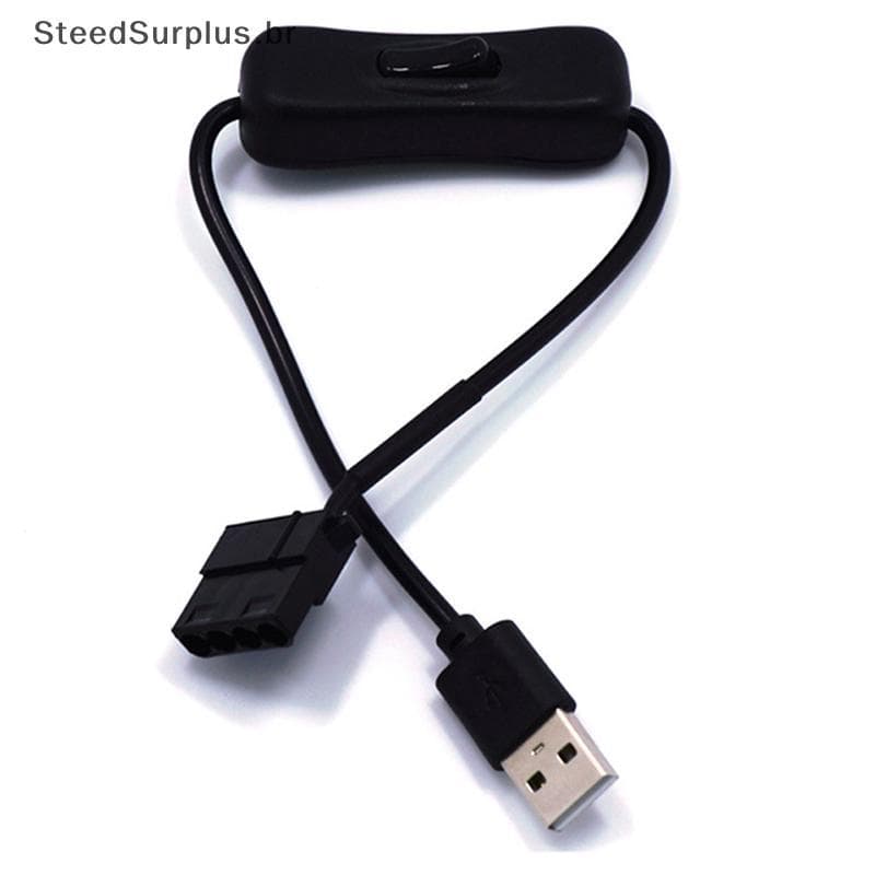 SS USB Para 4 Pinos Molex Com Interruptor PC Ventilador Conector Cabo Adaptador BR