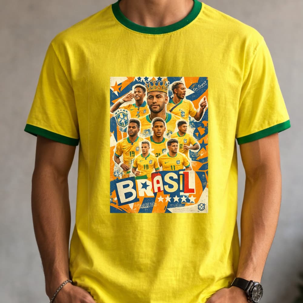 Camiseta Brasil Estampada Premium Jogador Copa Futebol Casual