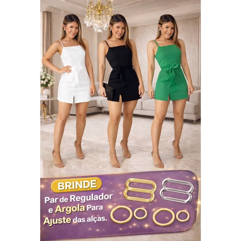 Vestido com Alça e Faixa -Tam P/M/G
