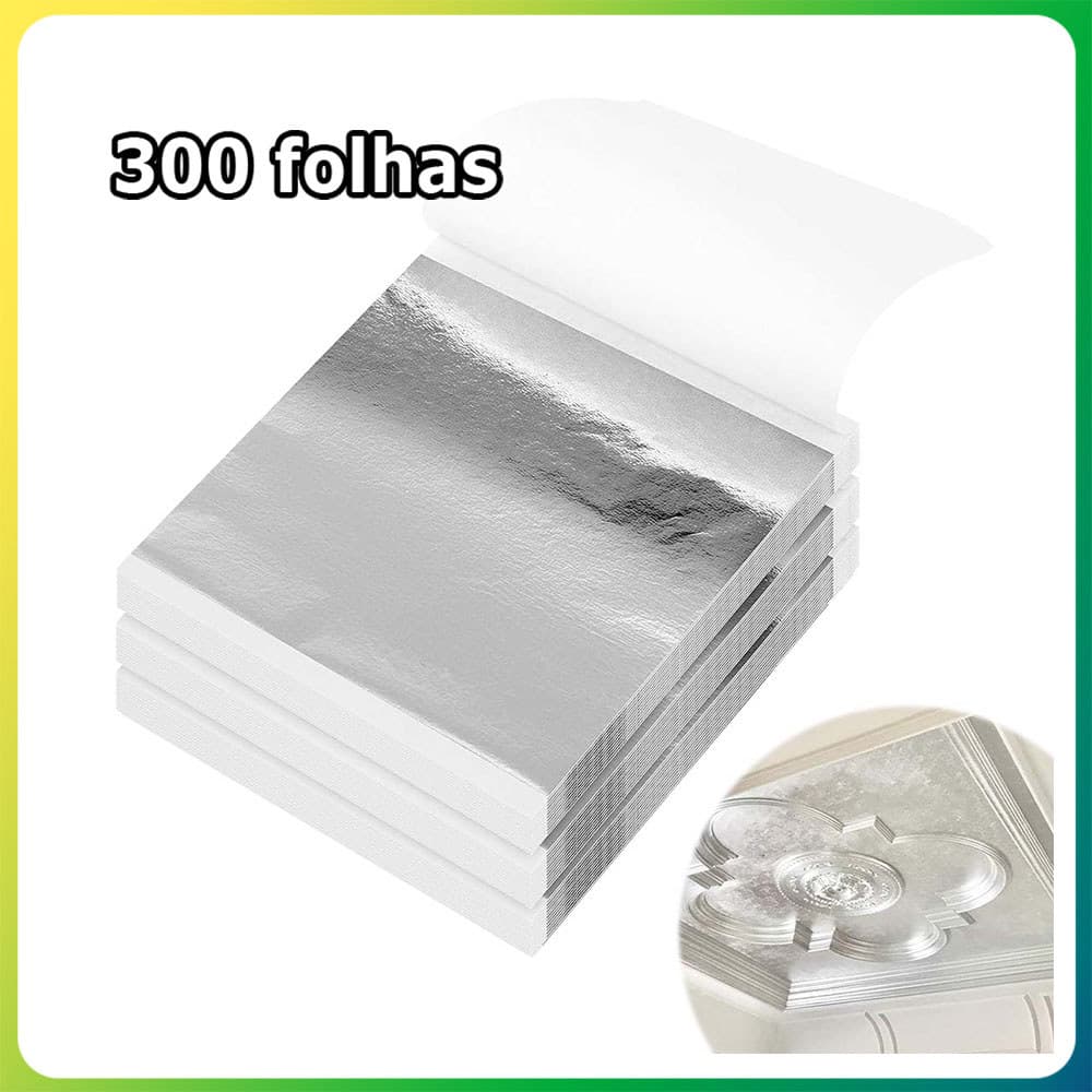 300x Prata Folhas de ouro papel dourado imitação decoração artística móveis artesanais nail art DIY pintura arte parede