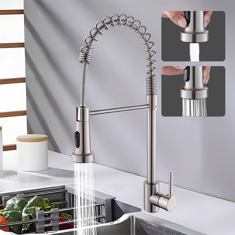 Torneira Gourmet Cozinha Inox 304 Monocomando 360° Duplo Jato Spray Flexível Quente Frio