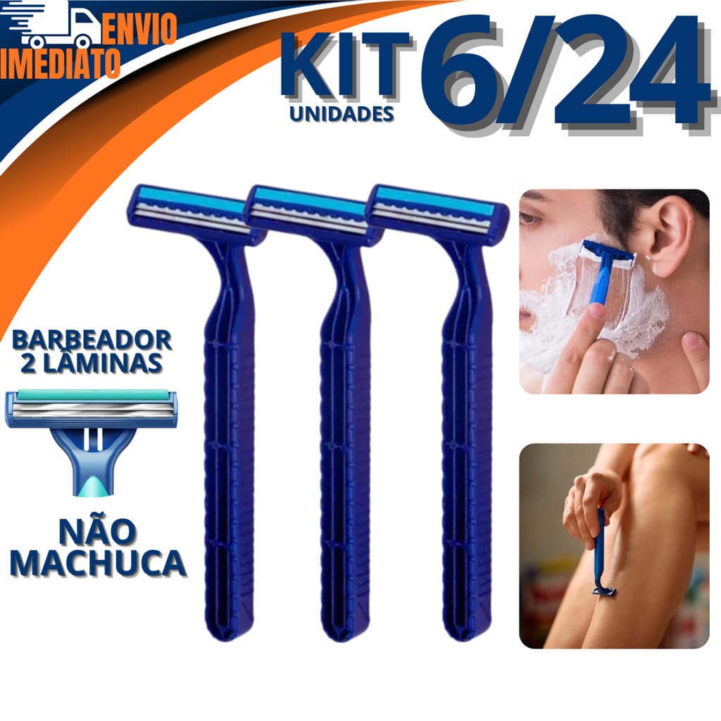 Kit 6/12/18/24 Barbeador Descartavel 2 Lâminas Unissex Barbeadores Não Machuca Pele