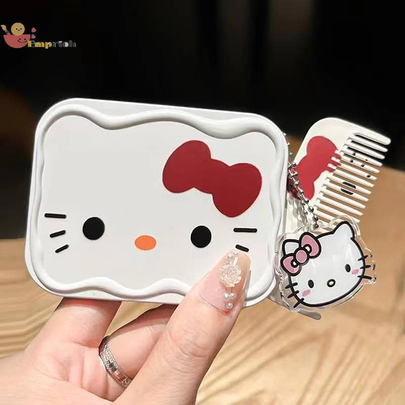 EMCH > Sanrio Hello Kitty Mini Espelho De Maquiagem Dobrável Com Portátil Bonito Para Mulheres Meninas Novo