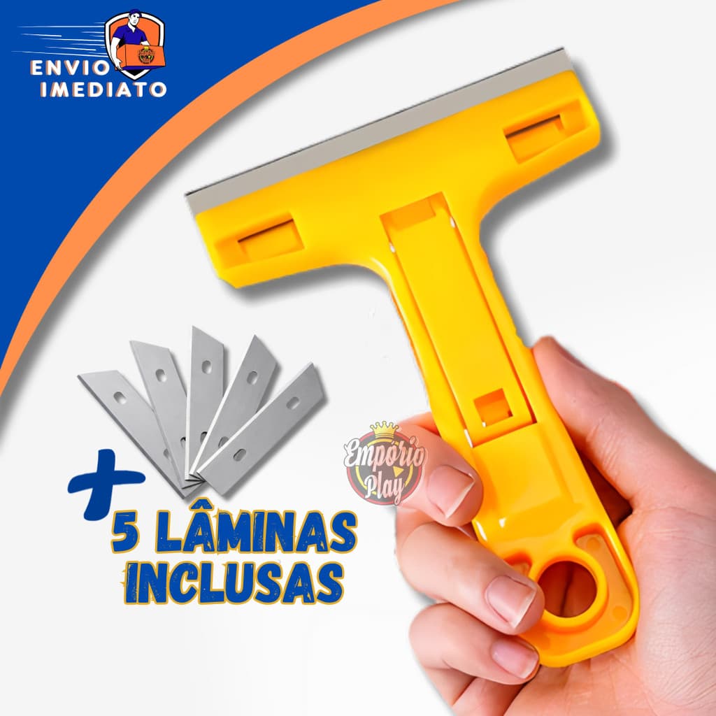 Raspador De Vidro Azulejo Piso Multiuso Profissional 5 Laminas Estilete Chão Plano Tintas Cerâmica
