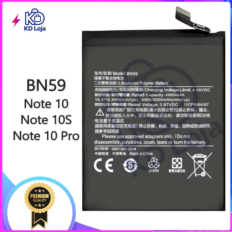 Bateria Para Redmi Note 10 /  Redmi Note 10s / Redmi Note 10 Pro BN59 + Garantia