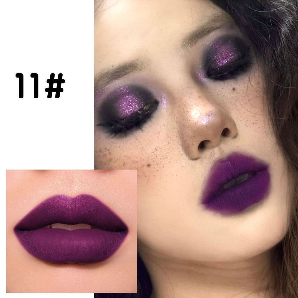 Uva roxo fosco veludo profundo roxo batom azul encantador pavão azul roxo envenenamento cor Halloween clareamento batom
