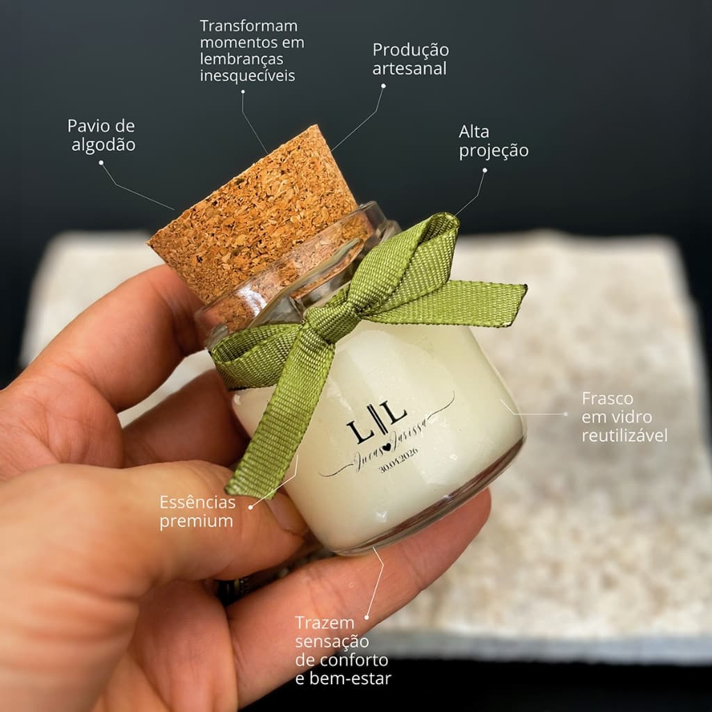 Kit 10 Mini Velas Aromáticas Lembrancinhas Ideal para Presentes de Casamento Chá de Bebe Aniversário