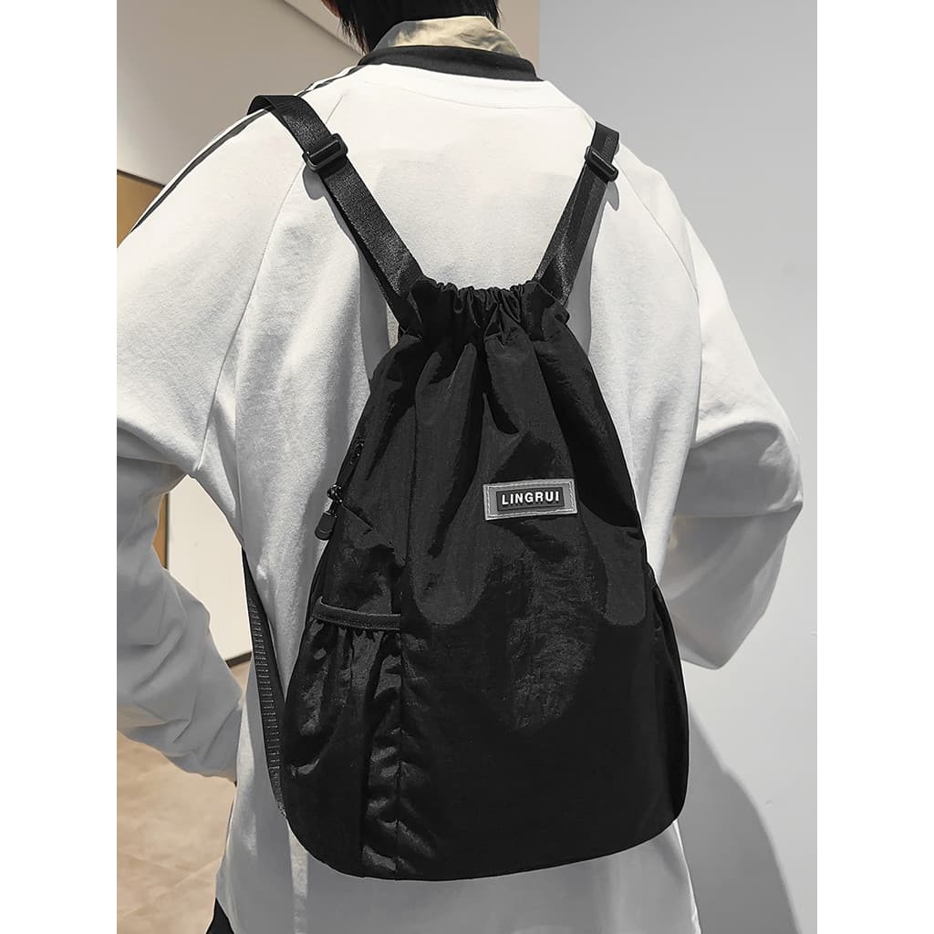 Bolsa de viagem leve masculina, bolsa de escalada ao ar livre com cordão e bolso, mochila esportiva feminina para estuda