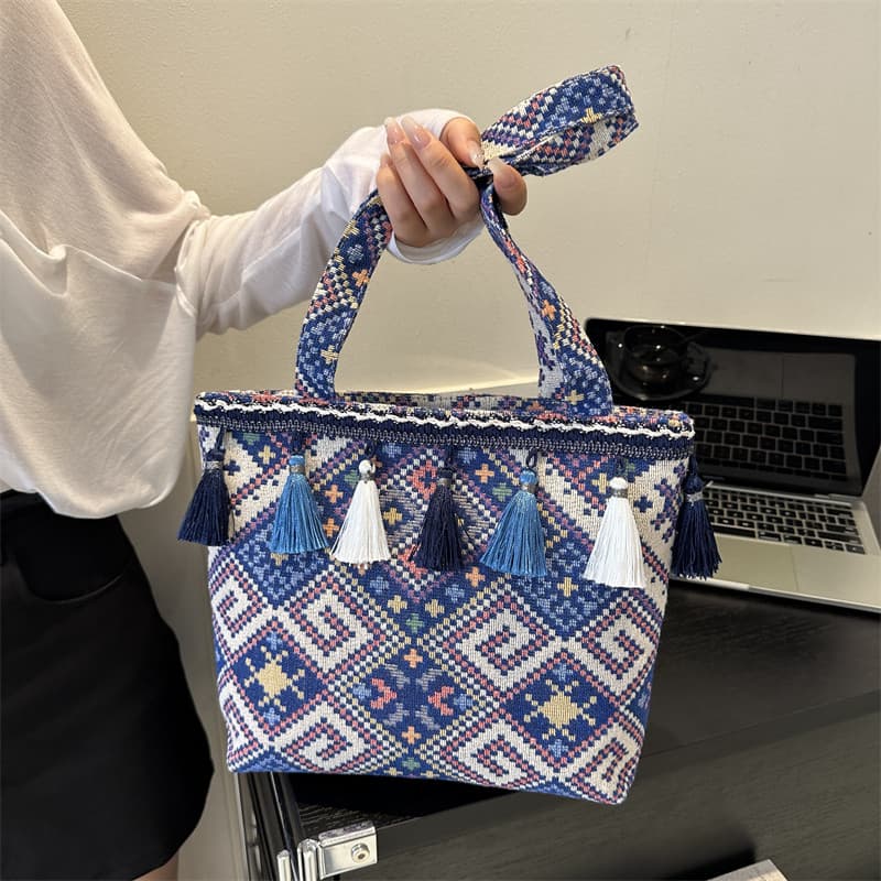 2023 novo estilo estilo étnico Retro saco moda feminina estilo étnico axilas sacola senhoras de um ombro lona saco de co