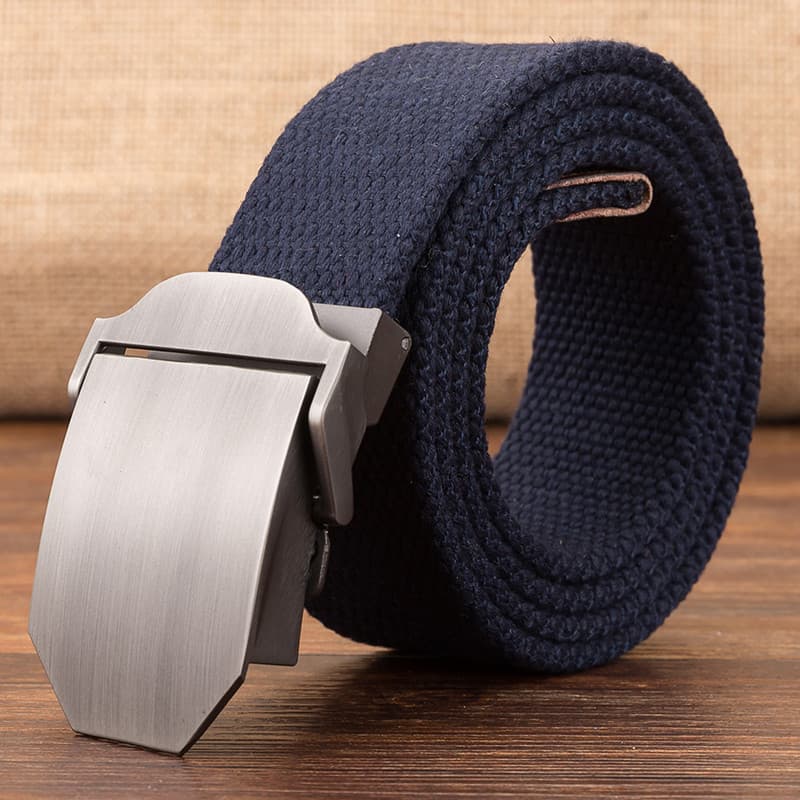 Fivela automática em branco moda masculina lazer ao ar livre All-Match estudante ventilador militar engrossado cinto de