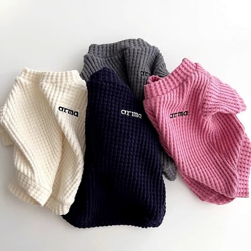 Primavera outono estilo fino Waffle camisa de fundo filhote de cachorro roupas para animais de estimação Teddy Bichon Po