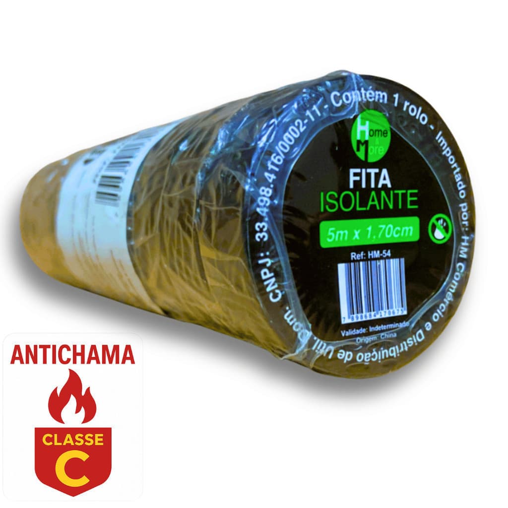 Kit 10 Unidades Fita Isolante Antichama Preta Kit Fitas Isolantes com 10 Unidades 5m x 1,7cm Alta Qualidade