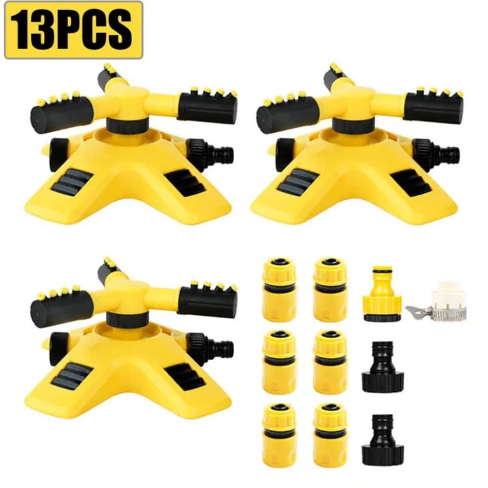 Kit 3 Unidades Irrigador De Jardim Giratório 360º Automático Lança Até 15m Diâmetro Aspersor Horta