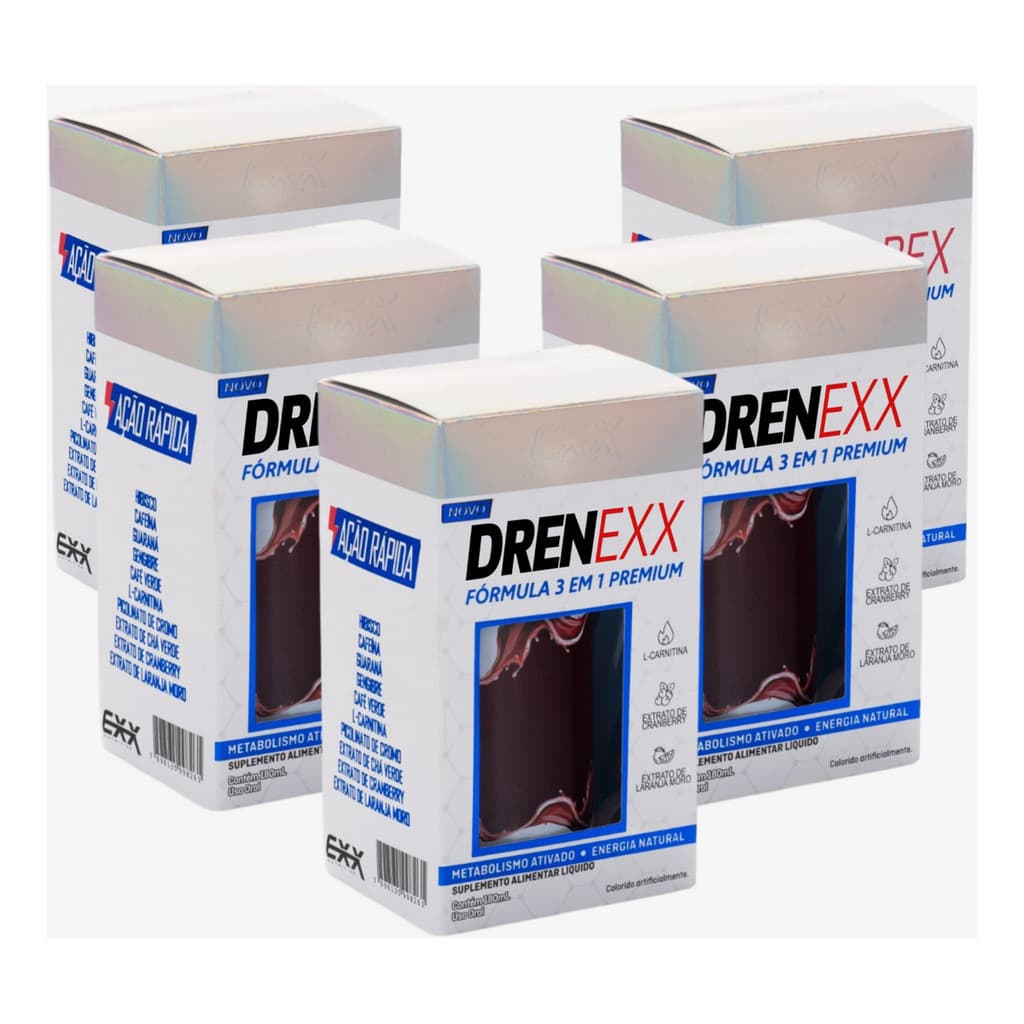 Kit 5 Lipodrex Termogênico E Diurétic Natural - 180ml Frutas Vermelhas