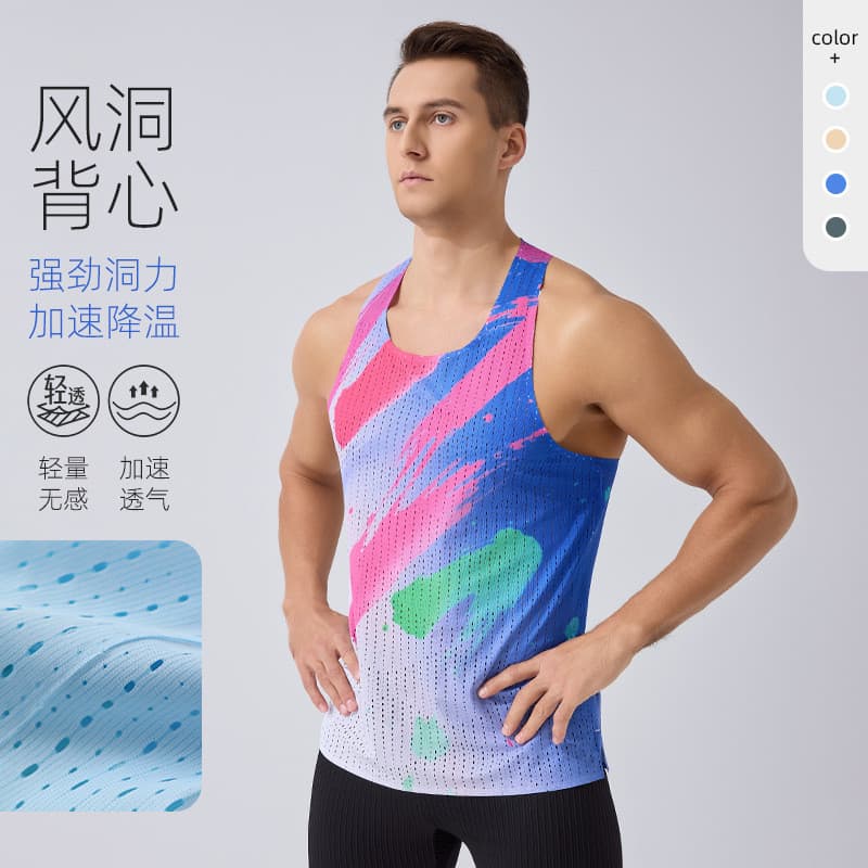 Colete de secagem rápida verão masculino correndo Fitness sem mangas colete pista campo colete respirável de secagem ráp