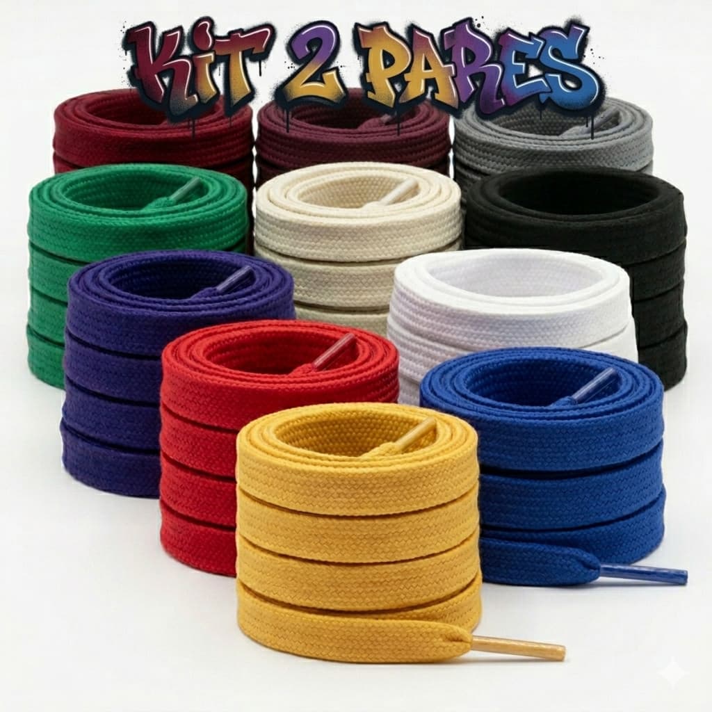 Kit 2 Pares Cadarço Atacador Bboy Grosso Largo 120 Cm Skate Urbano Streetwear Estilo Skatista