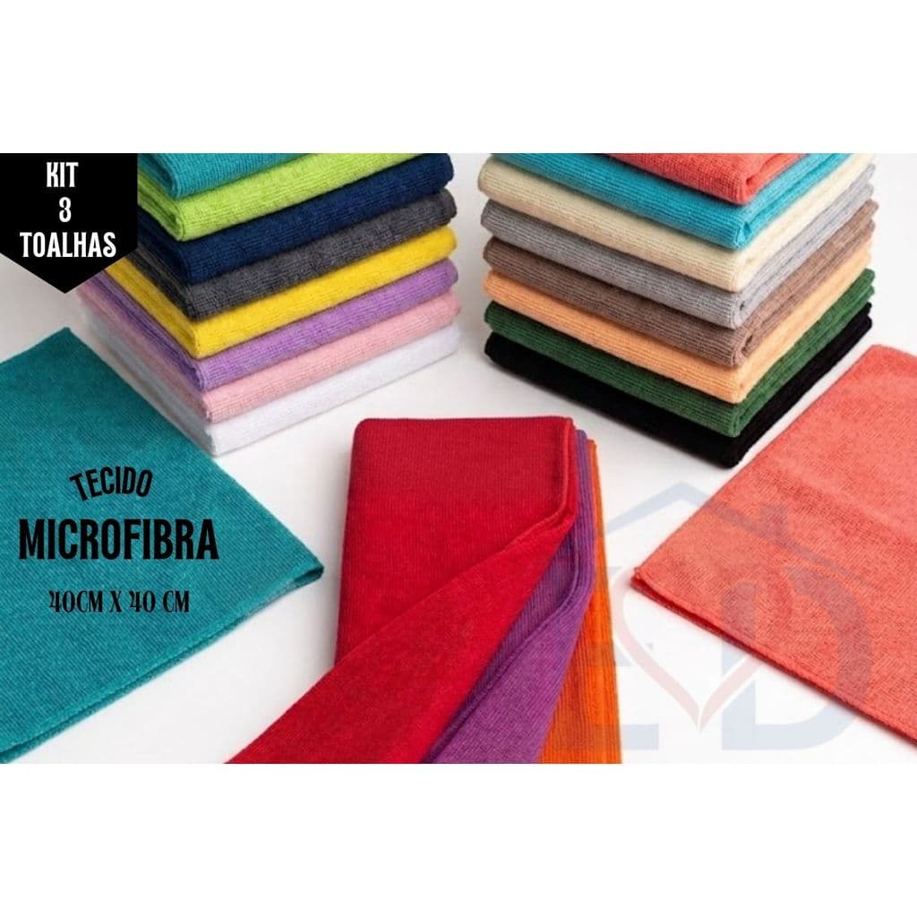 Kit 3 Toalhas Microfibra 40x40cm Limpeza Automotiva e Doméstica Não Risca Alta Absorção Cores Variadas