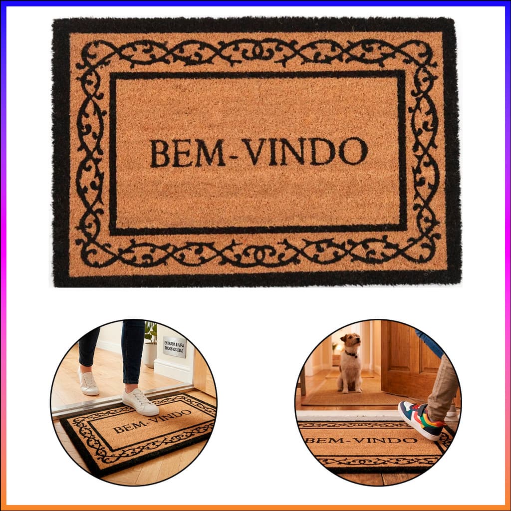 Capacho Fibra Coco Bem Vindo Cerca Viva 50x75 Antiderrapante
