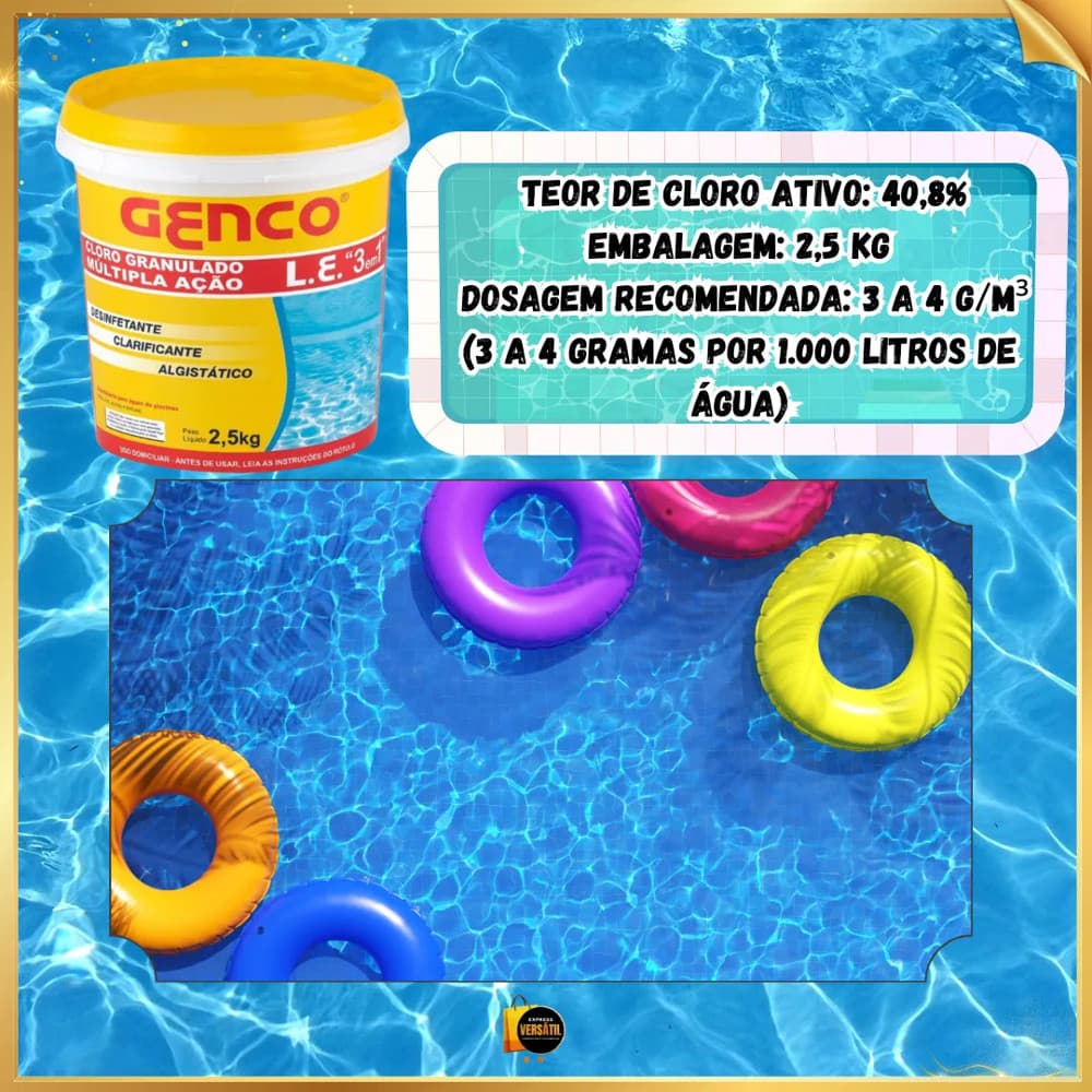 GENCO Cloro Granulado Múltipla Ação 3 em 1 – 10 kg ( Balde)