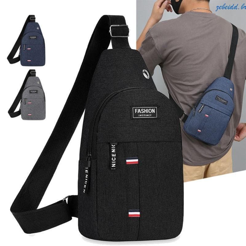 zebeidd Bolsa Peito Lona Masculina Multiuso Compartimentos Organizados E Alça Ajustável Ombro Crossb